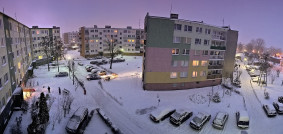Ul. Piastowską - zimowy zmierzch